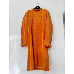 CHANEL 2003 03A Corduroy Coat Fur Trim Burnt Orange IT 42 Made in Italy